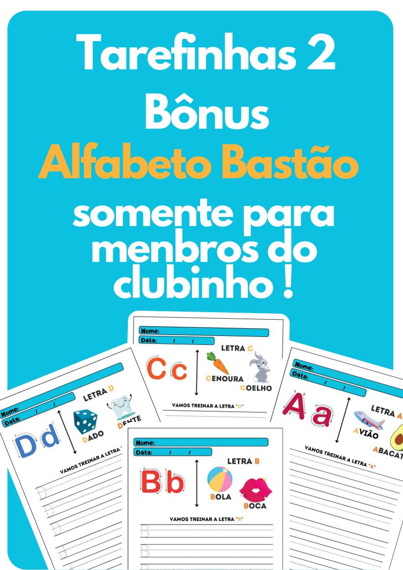 📚 Apostila  Alfabeto Bastão VOL. 02– Clubinho Exclusivo ✏️