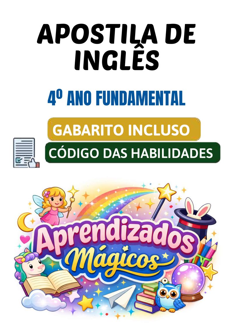 Apostila de Inglês 4º Ano Ensino Fundamental alinhada á BNCC (35 Páginas + Gabarito)
