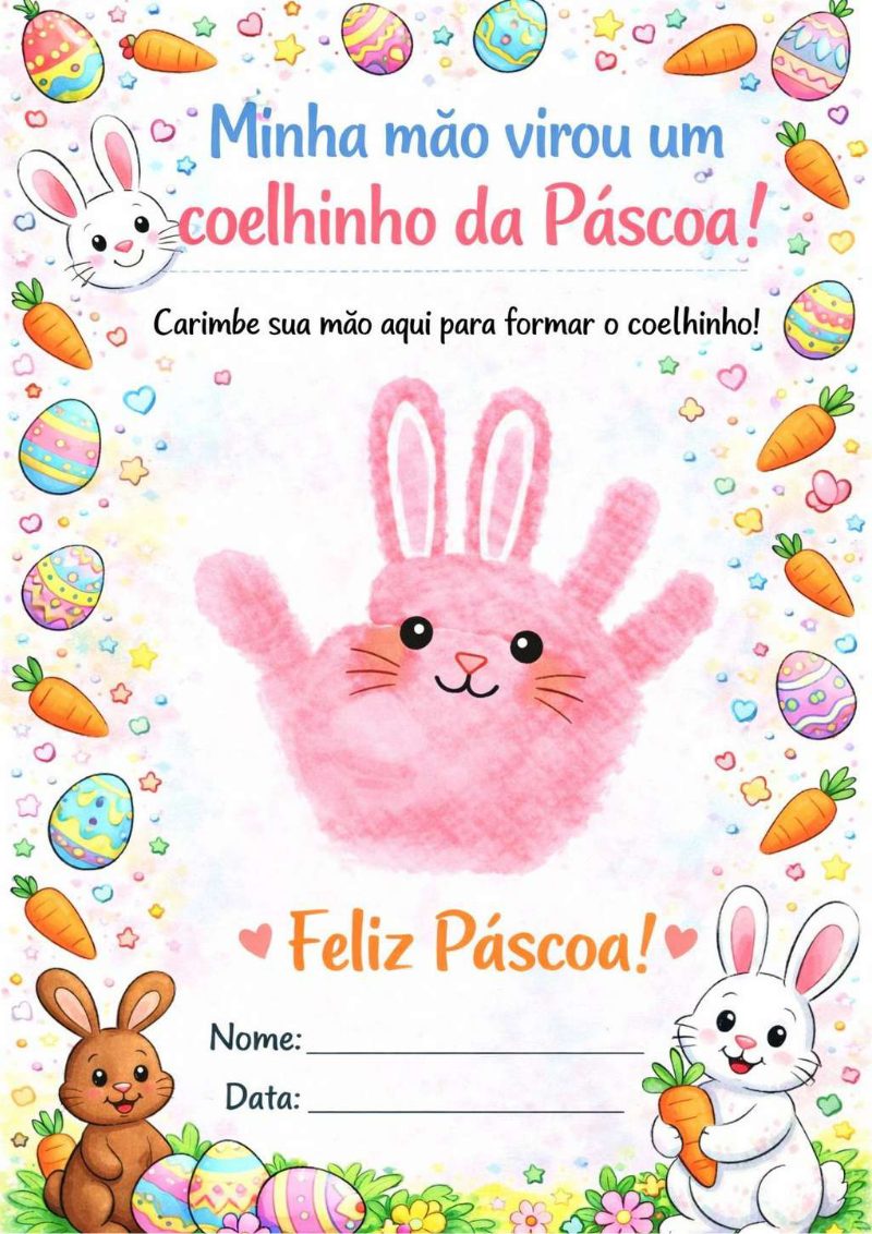 Atividade de Páscoa Minha mão é um coelhinho