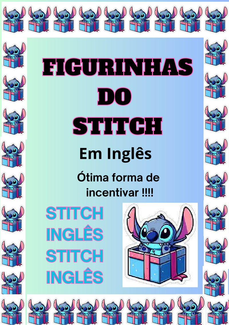 “Correção Divertida: Kit de Figurinhas do Stitch em Inglês”