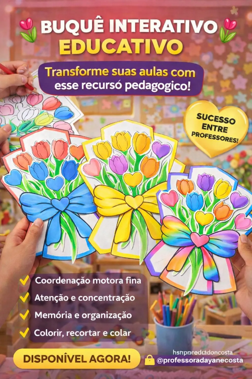 Dia das Mães – Buquê Interativo para Educação Infantil (Atividade para Imprimir em PDF)