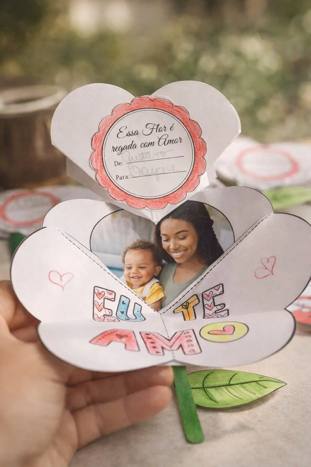 Dia das Mães – Dobradura Flor com Foto (Atividade para Imprimir em PDF)