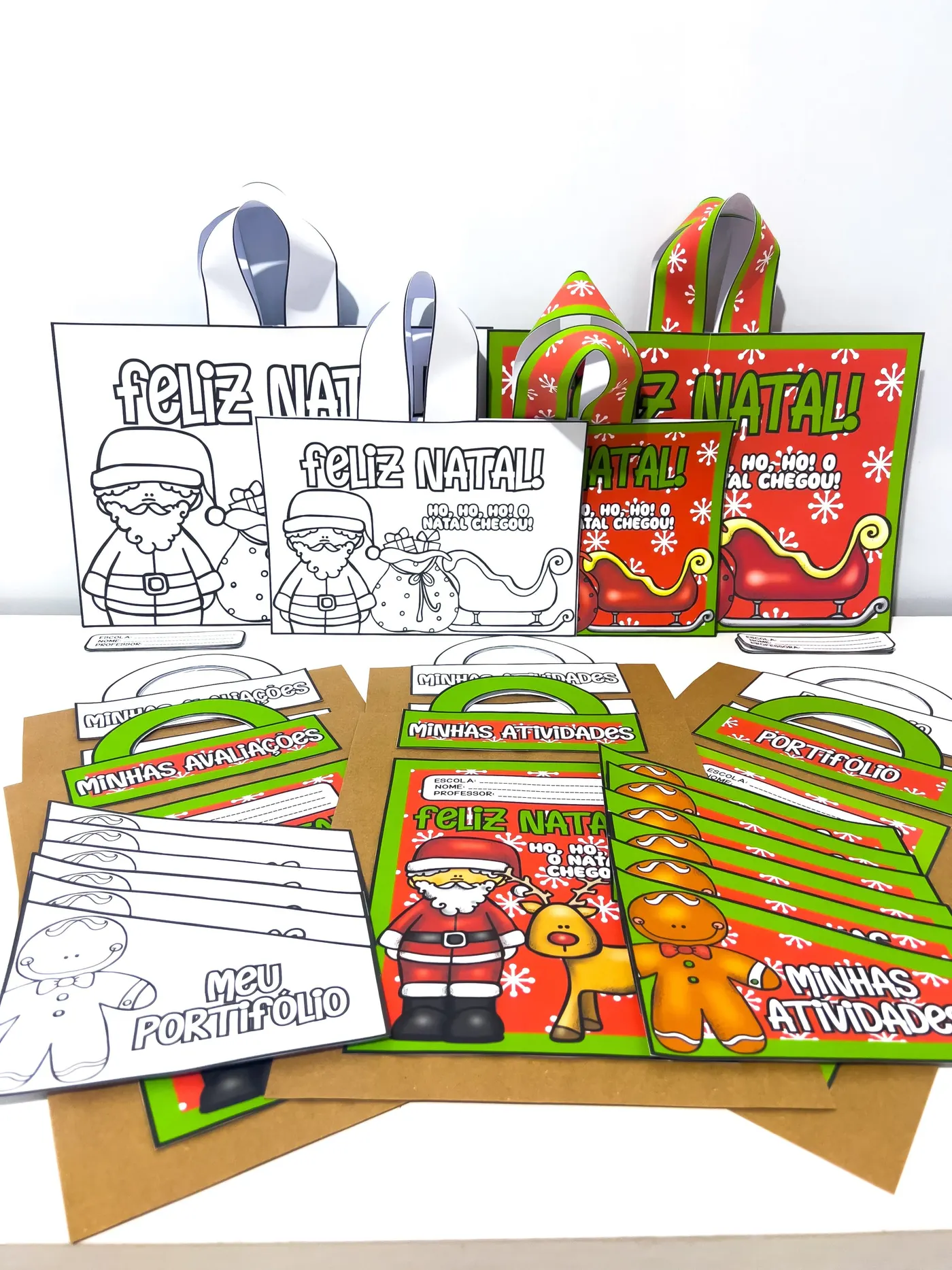 Kit Capas e Sacolas de Natal para Imprimir – Coloridas e Para Colorir