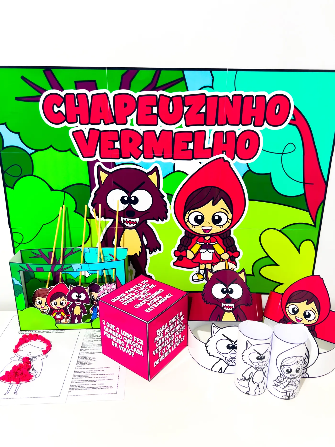 Kit Conto Chapeuzinho Vermelho – Contação de História com Teatro e Atividades
