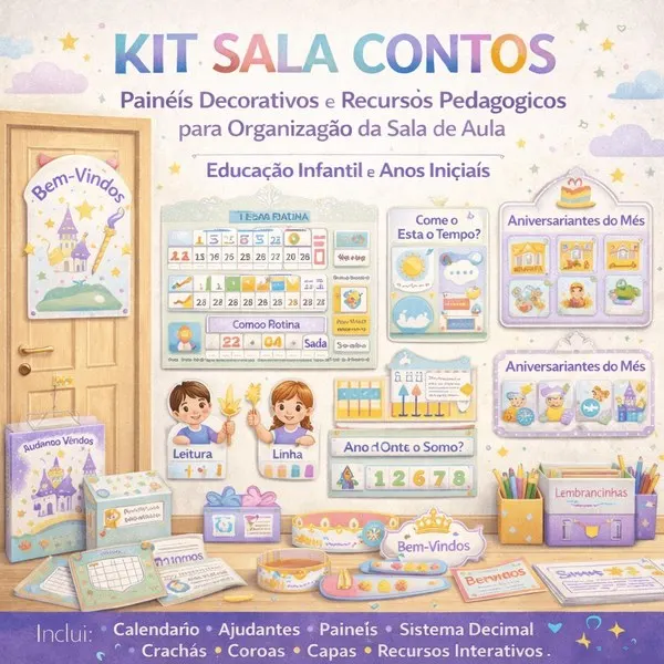 Kit Sala Contos – Painéis Decorativos e Recursos Pedagógicos para Organização da Sala de Aula