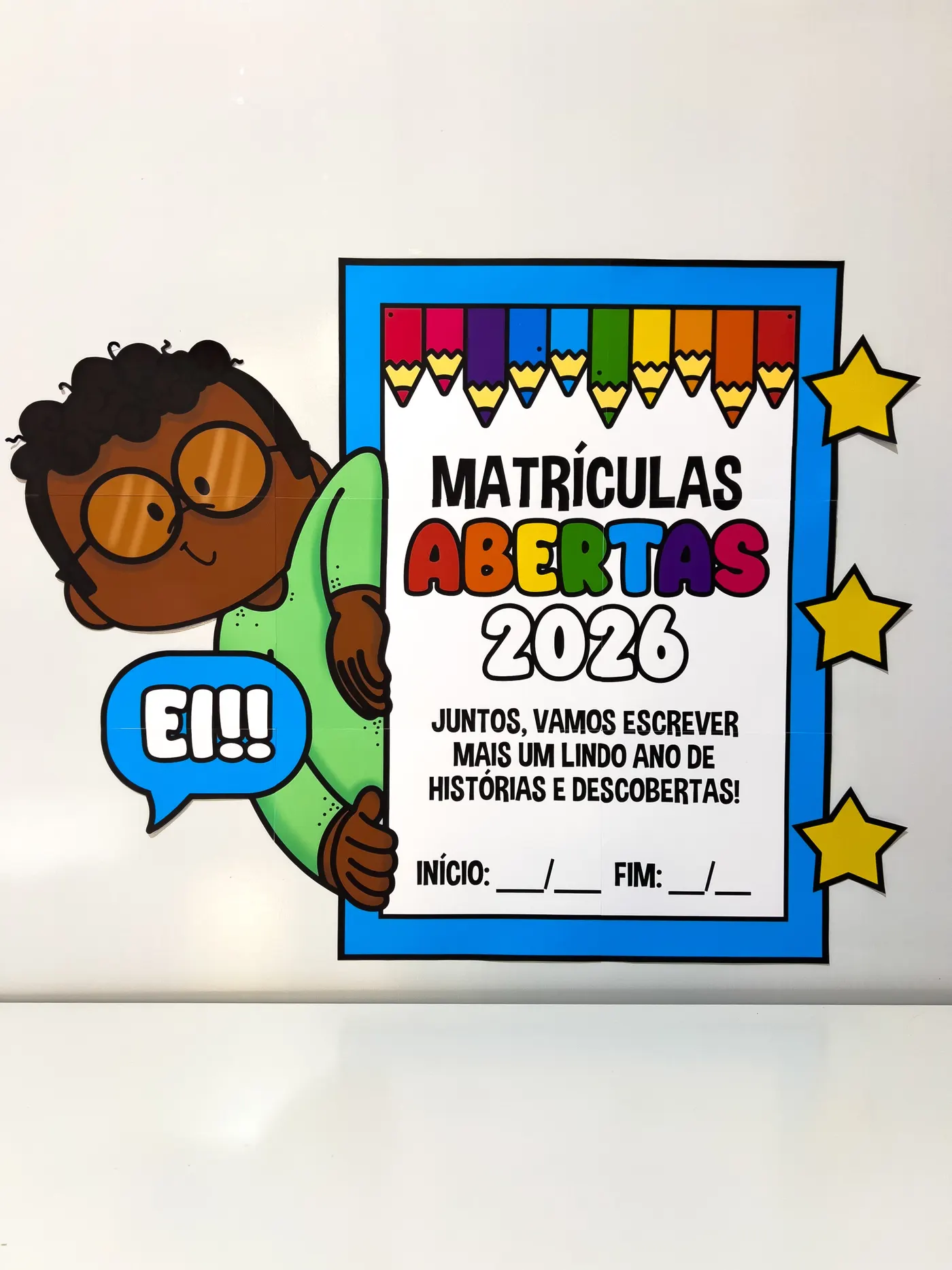 Painel Matrículas Abertas 2026 – Decoração Escolar para Mural e Recepção