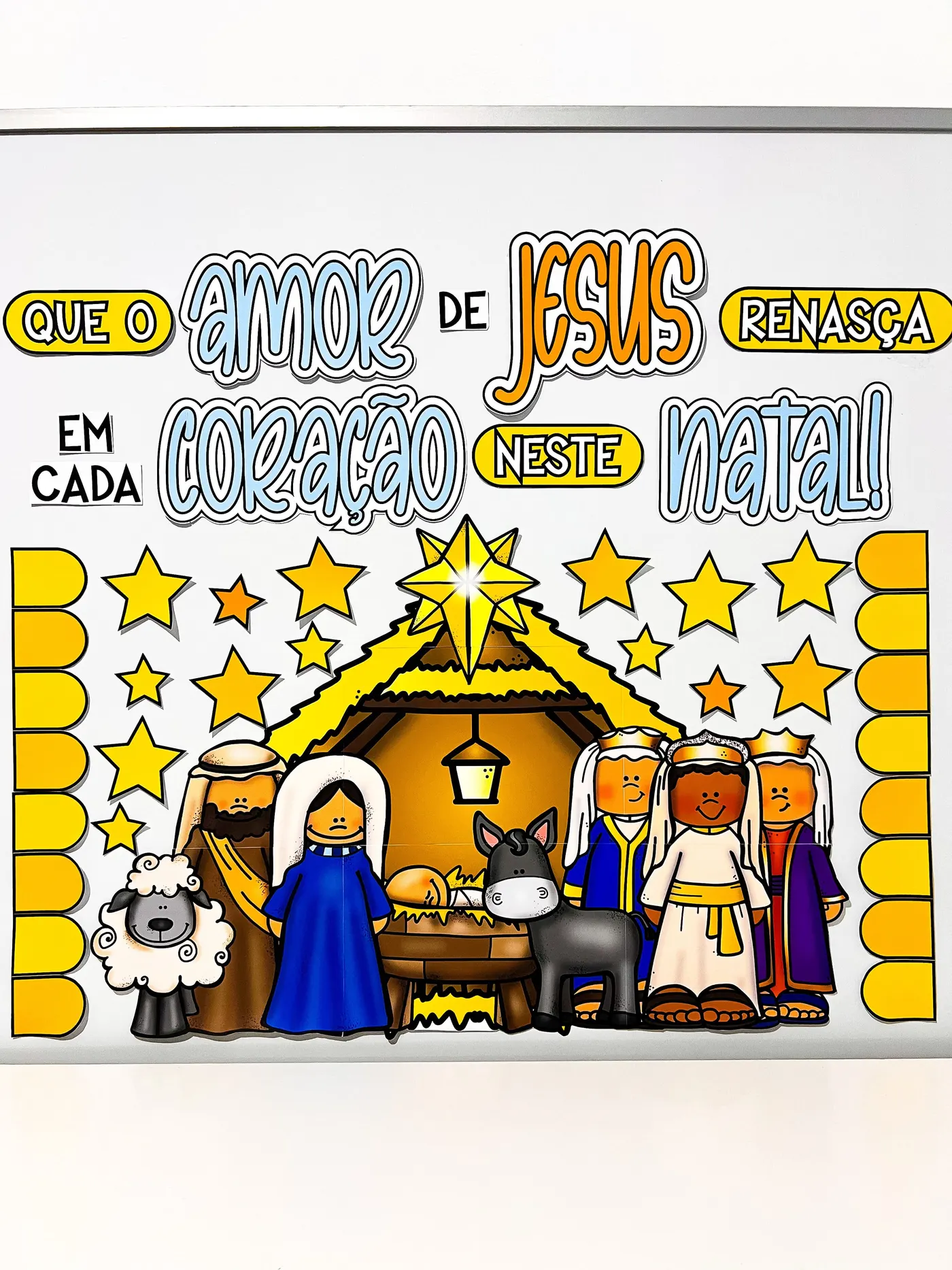 Painel Natalino Cristão para Imprimir – Presépio com Mensagem de Fé