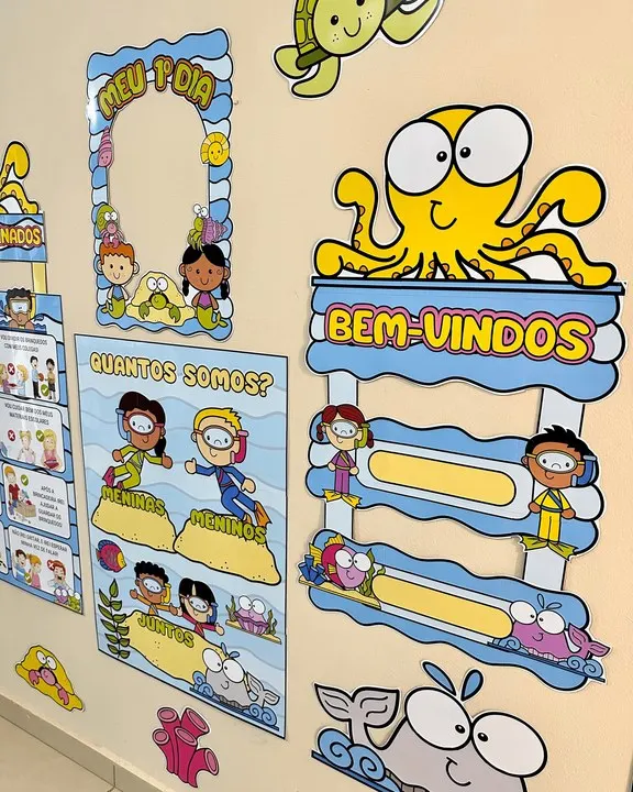 🌊 Kit Decoração e Recursos para Sala de Aula – Tema Fundo do Mar 🐠🐚