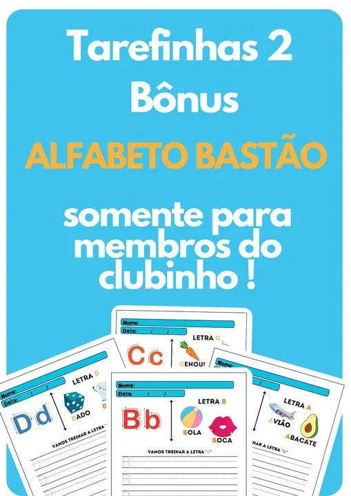 📚 Apostila  Alfabeto Bastão VOL. 02– Clubinho Exclusivo ✏️