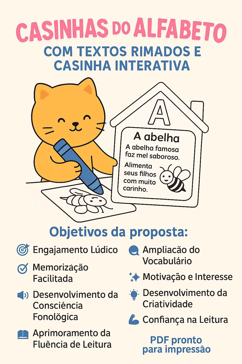 📚 Casinhas do Alfabeto com Textos Rimados e Casinha Interativa 🏠🔤