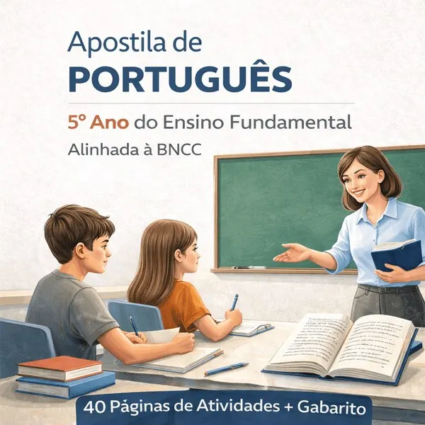 Apostila de Português 5º Ano Ensino Fundamental  Alinhada à BNCC (40 Paginas com Gabarito)
