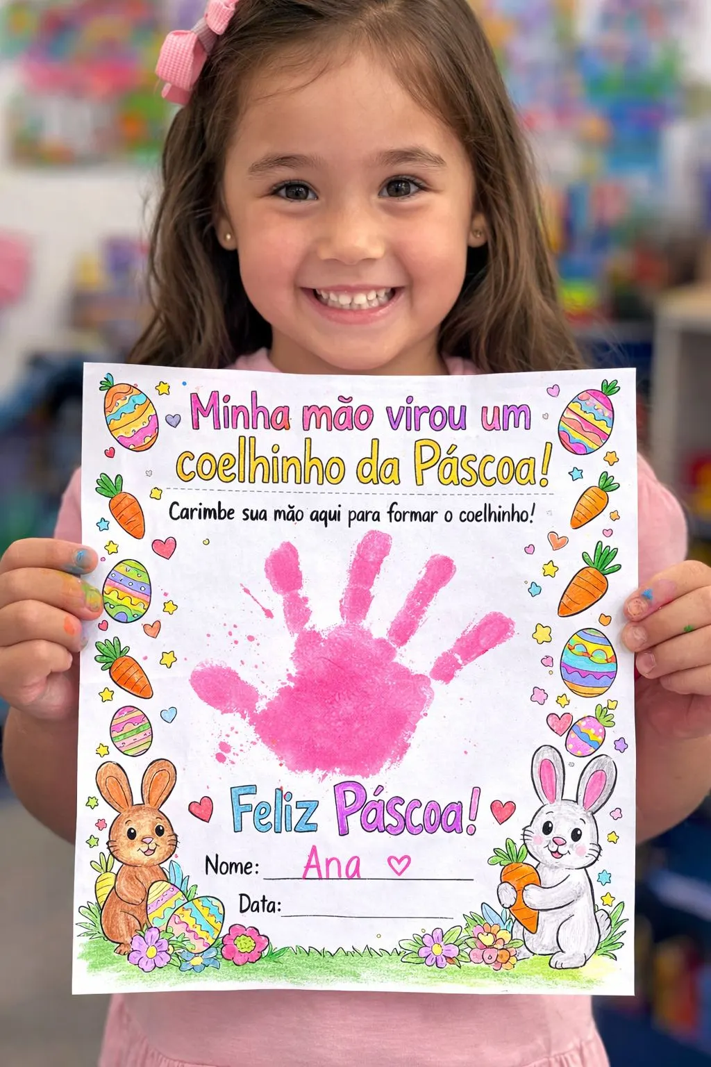 Atividade de Páscoa Minha mão é um coelhinho