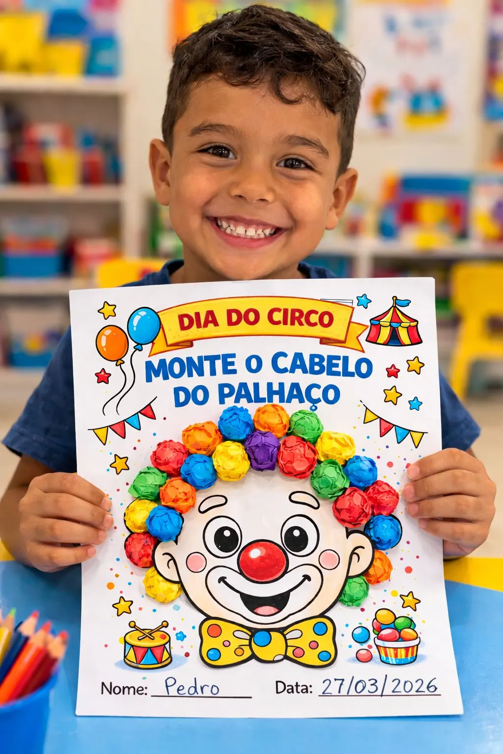 Atividade Dia do Circo – Monte o Cabelo do Palhaço