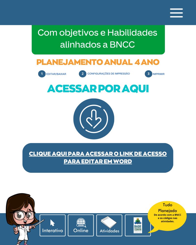 📘 Planejamento Anual 4º Ano – Completo e Atualizado com a BNCC! ✏️📚